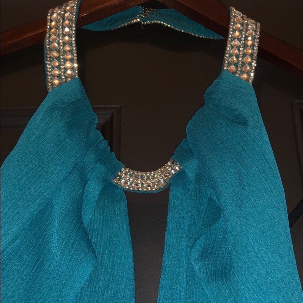Bebe halter romper in teal color NEW SIZE 8 - Picture 2 of 6